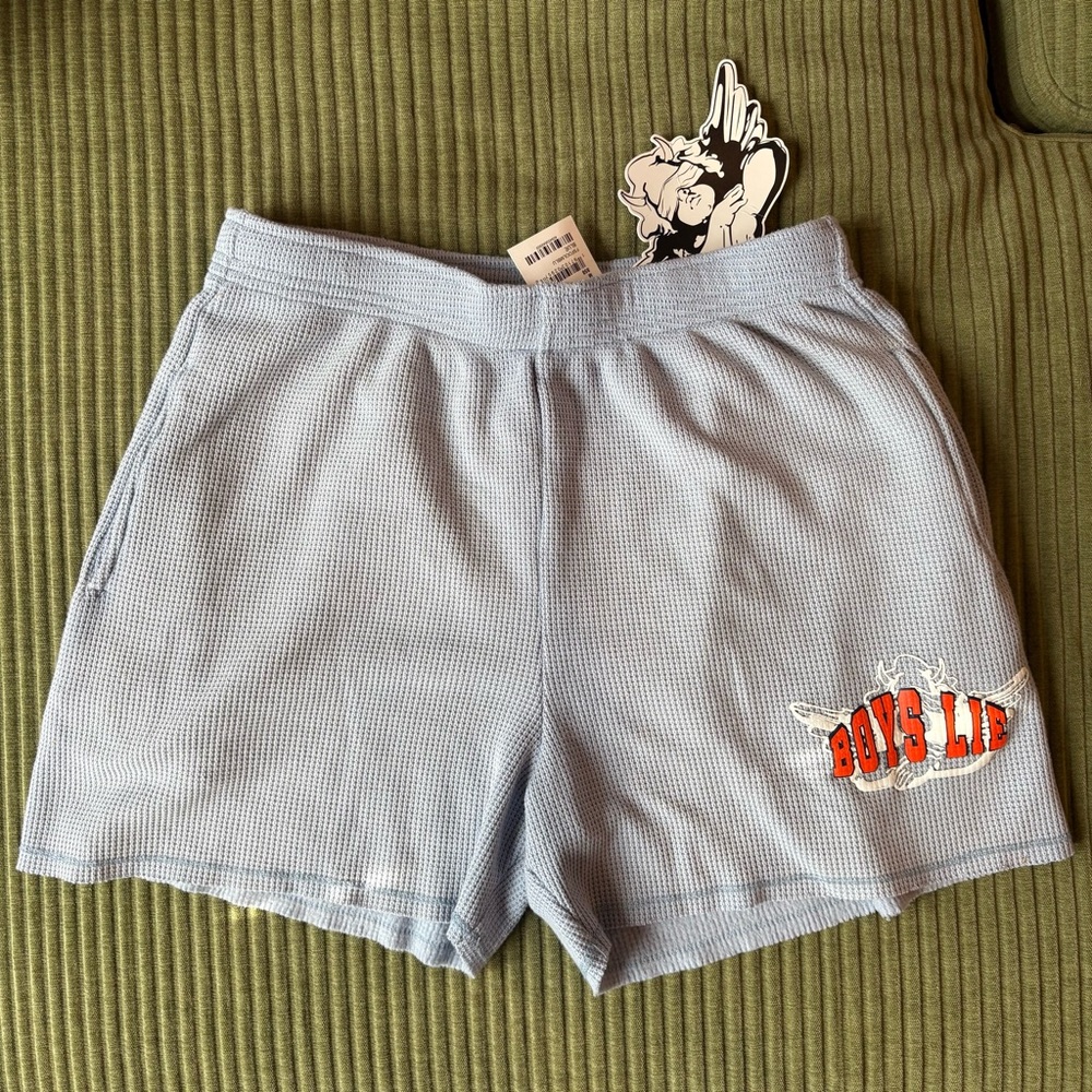NWT BOYS LIE Fool Me Once Francis Waffle Knit Shorts Blue Sz M